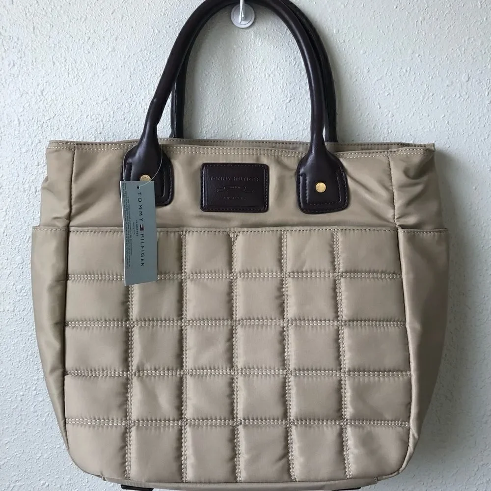 NWT Tommy Hilfiger Tan Quilted Medium Shoulder Bag